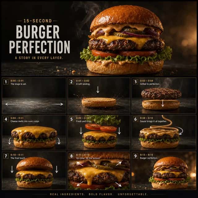 Burger Hero 9-Cell Ad Storyboard