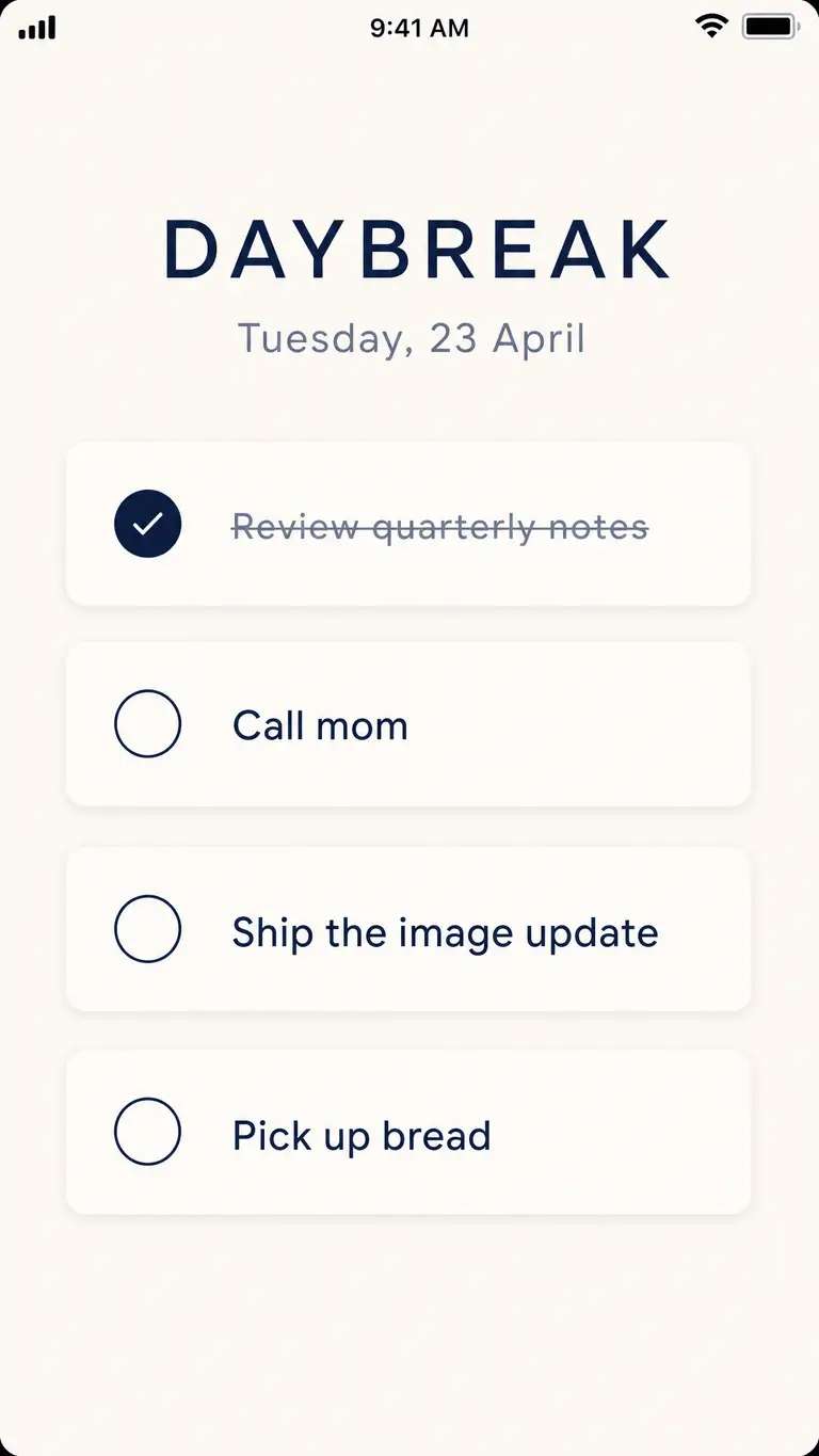 DAYBREAK Minimal To-Do App