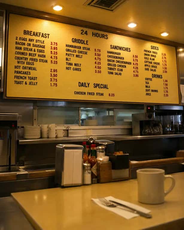 Diner Menu Board at 5AM