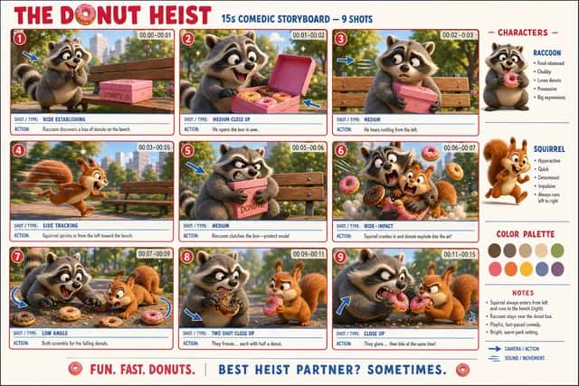 Donut Heist Storyboard Sheet