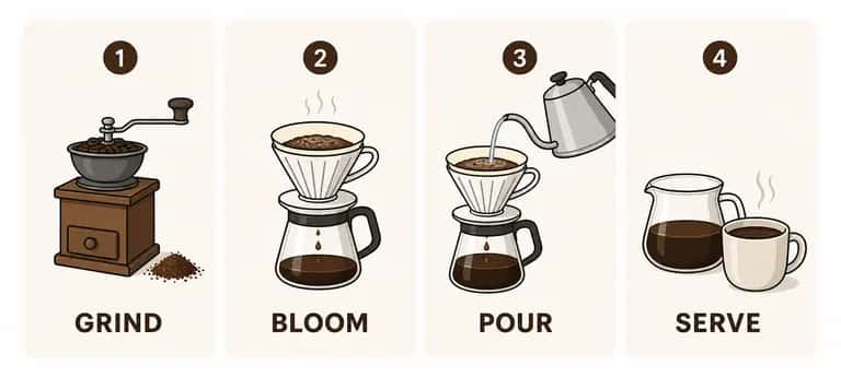 4-Step Coffee Brewing Visual Guide