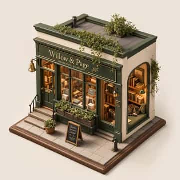 Isometric Cozy Bookshop Diorama