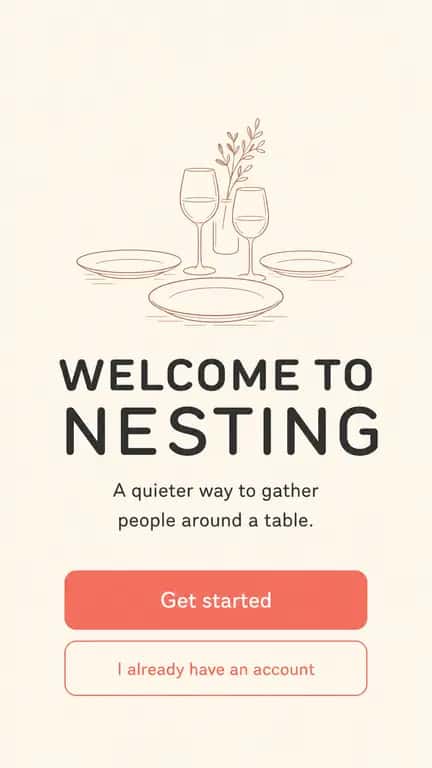 NESTING Onboarding Screen