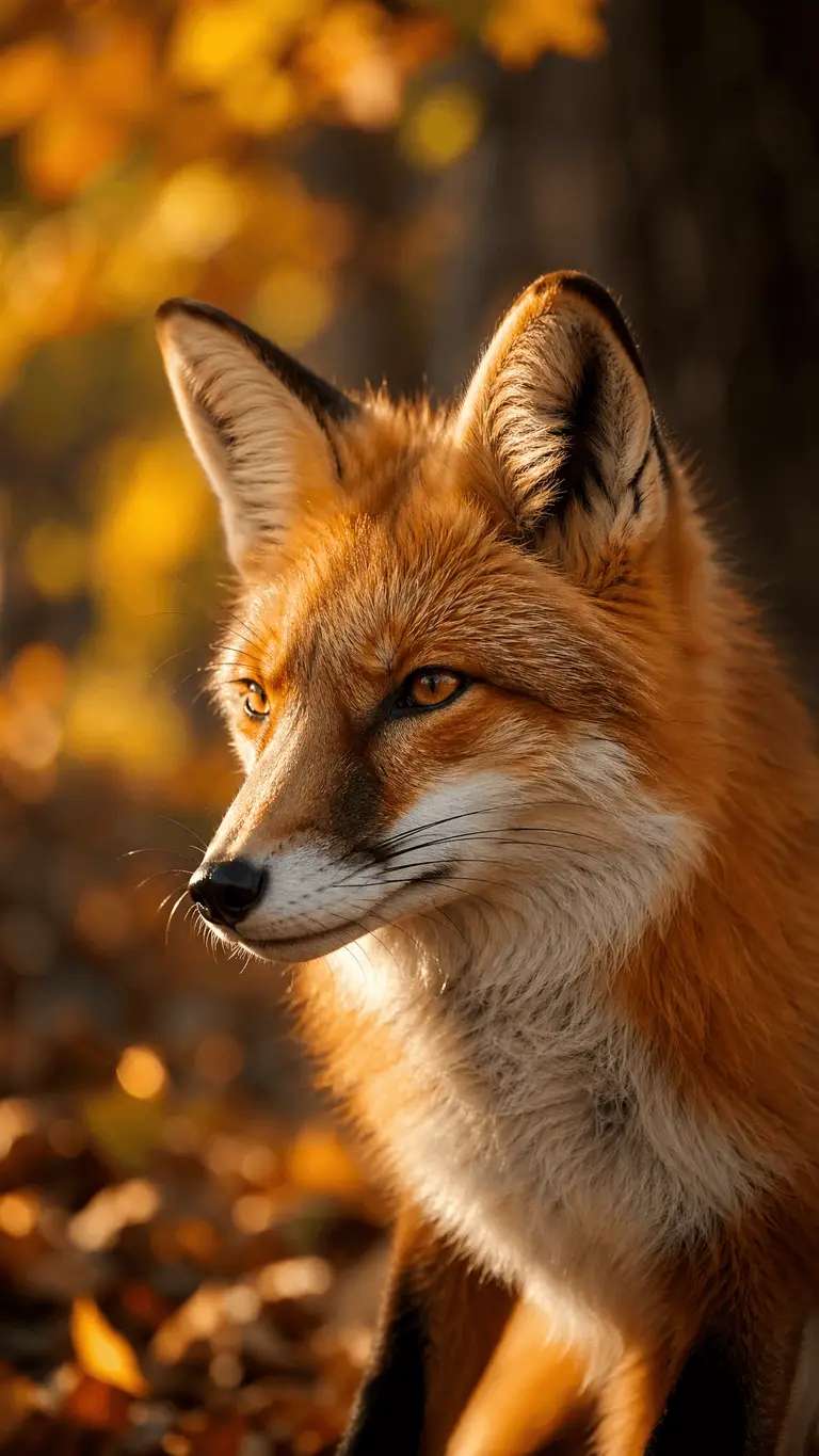 Fox Portrait in Autumn Forest