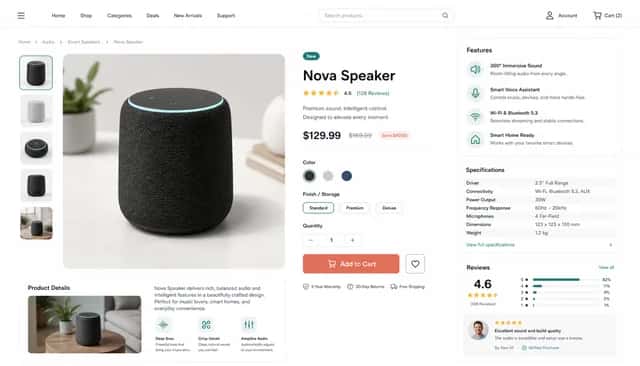 Product Detail Page UI