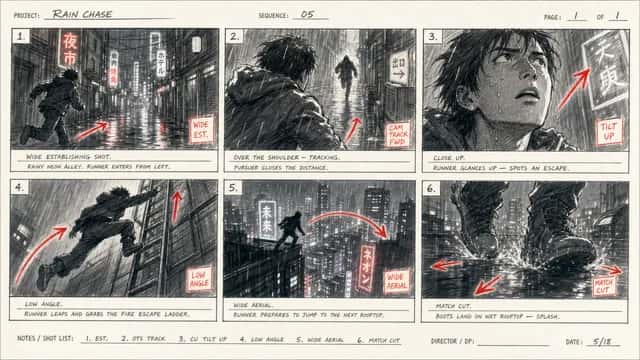 Professional 6-panel Film Storyboard