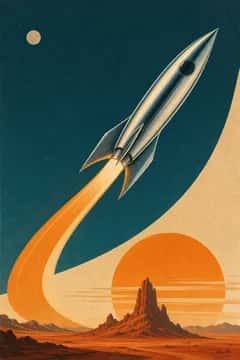 Retro-Futurist Rocket Poster
