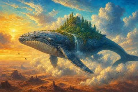 Surreal Whale Above Desert