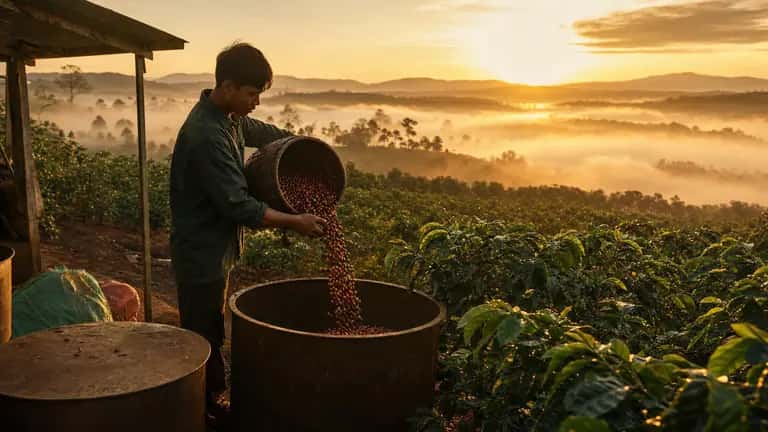 Vietnamese Coffee Plantation Morning