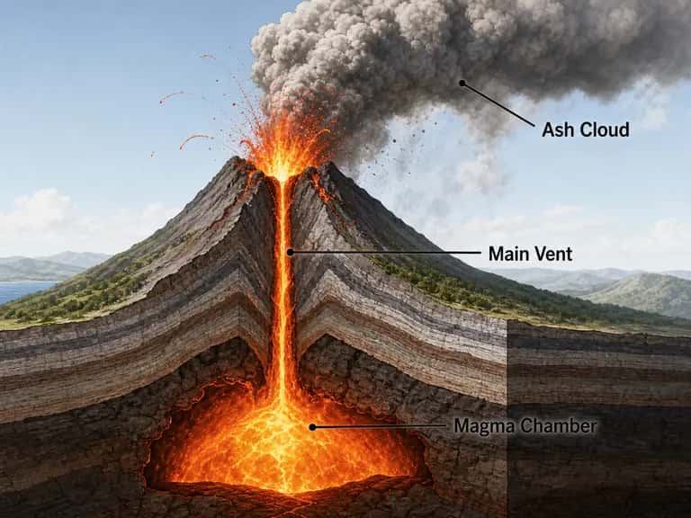 Volcanic Cross-Section Diagram