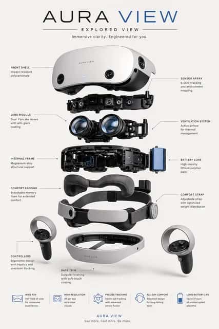 VR Headset Exploded View Poster