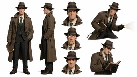 Stylized Detective Concept Sheet