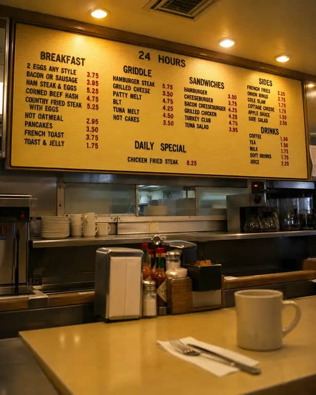Diner Menu Board at 5AM