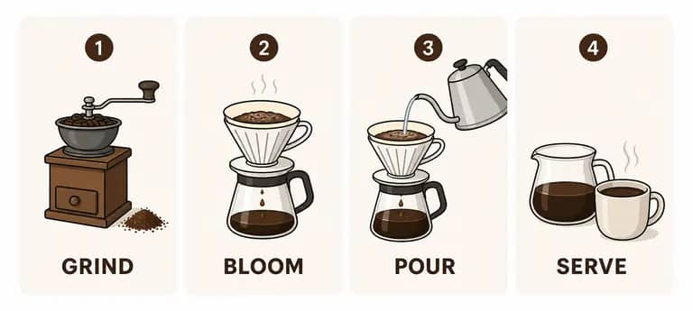 4-Step Coffee Brewing Visual Guide