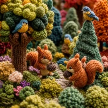 Knitted Wool Forest Macro