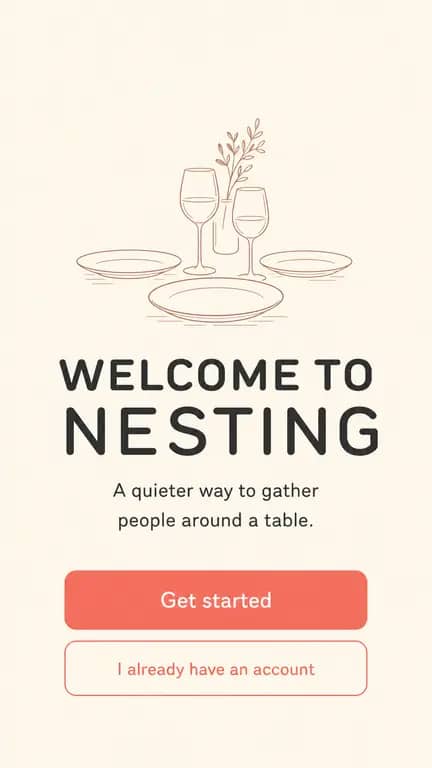 NESTING Onboarding Screen