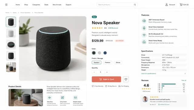 Product Detail Page UI