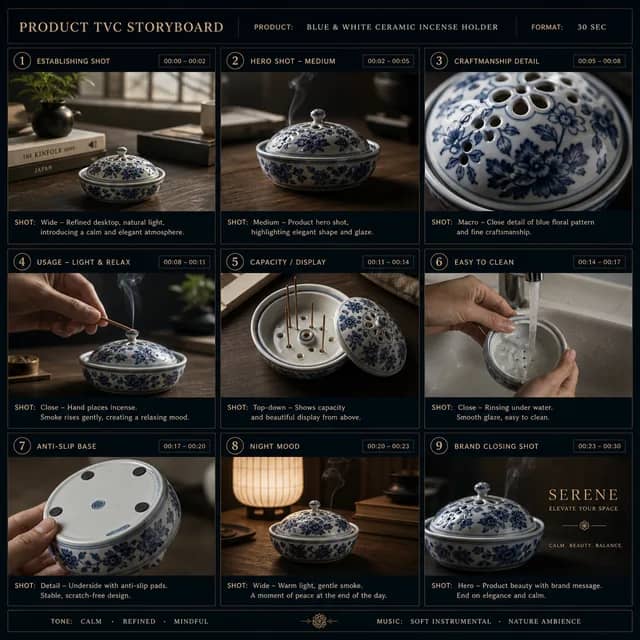 Product TVC 9-Panel Storyboard