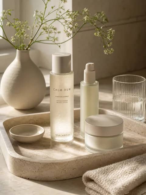 Quiet-luxury skincare morning tray