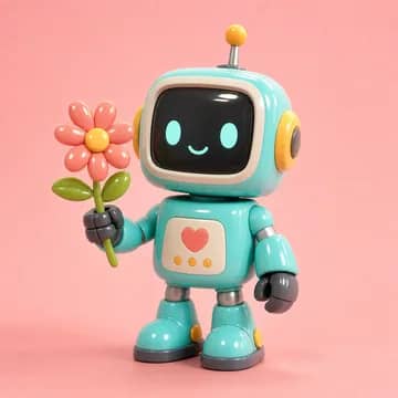 Vinyl Toy Robot with Flower