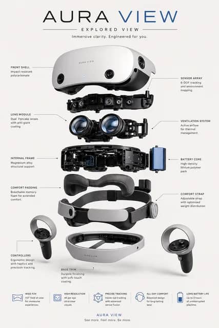 VR Headset Exploded View Poster