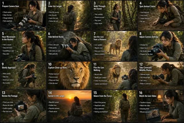 Wildlife Photographer 16-Panel Storyboard