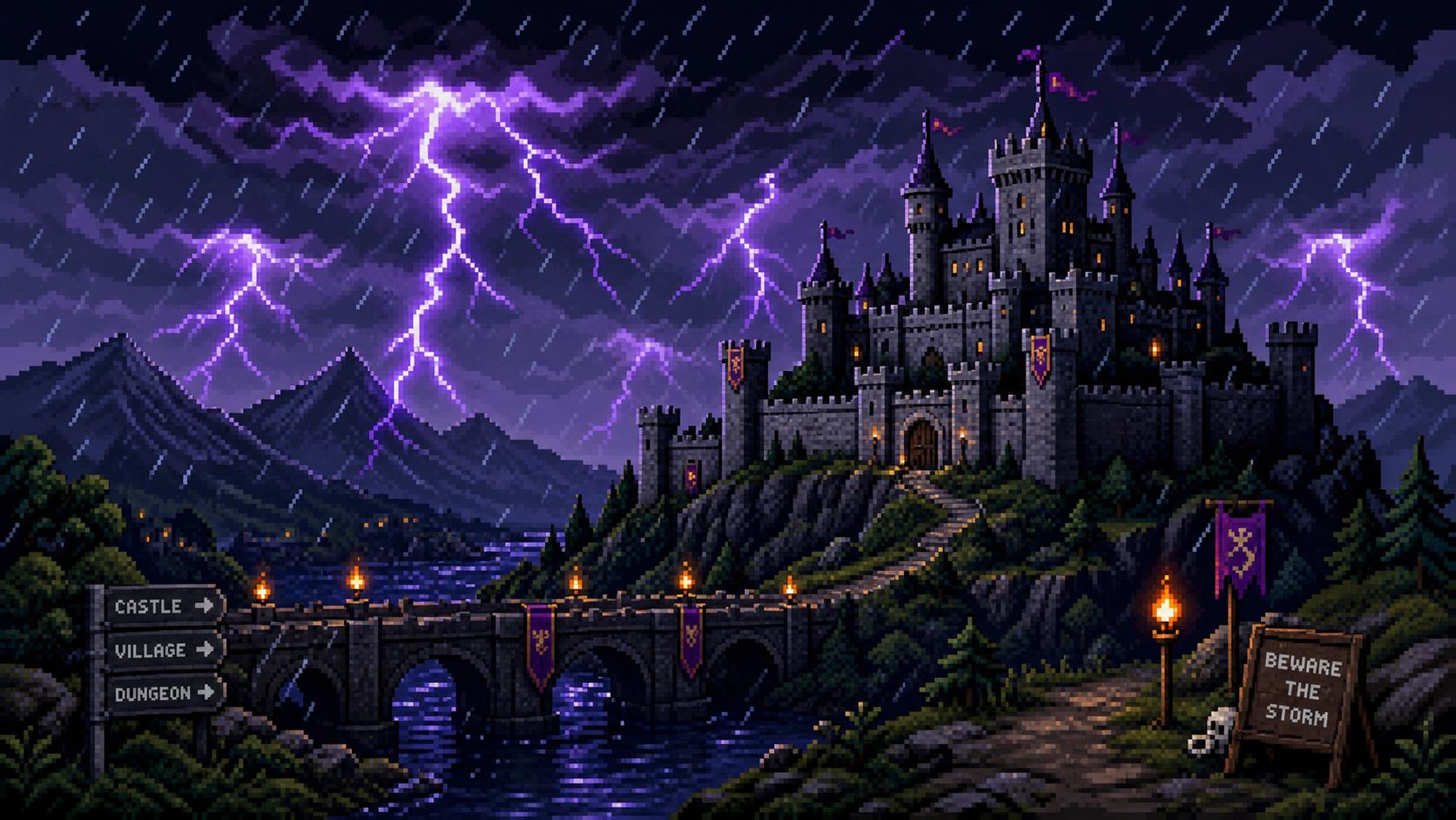 8-bit 像素风暴雨城堡