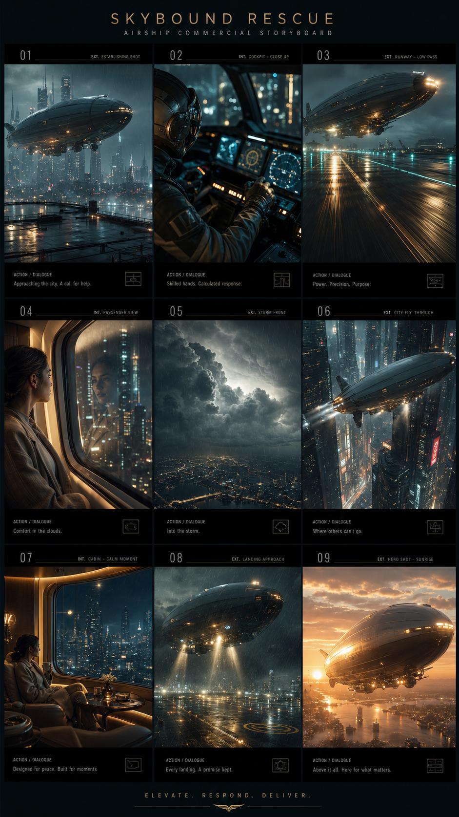 9-Frame Cinematic Storyboard Grid
