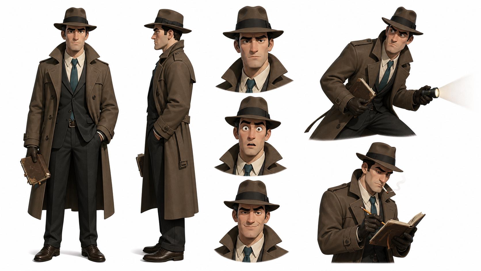 Stylized Detective Concept Sheet