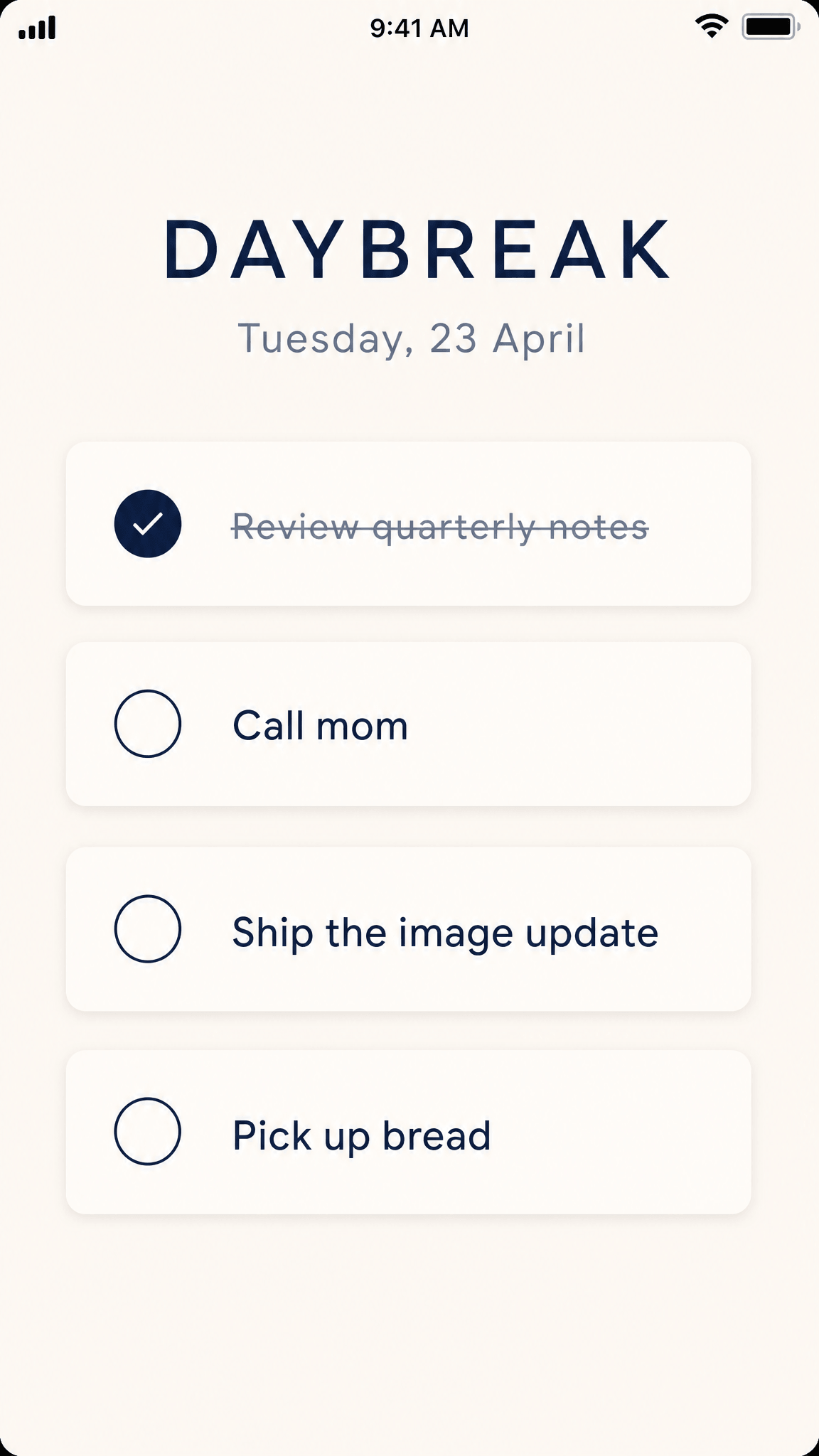 DAYBREAK Minimal To-Do App