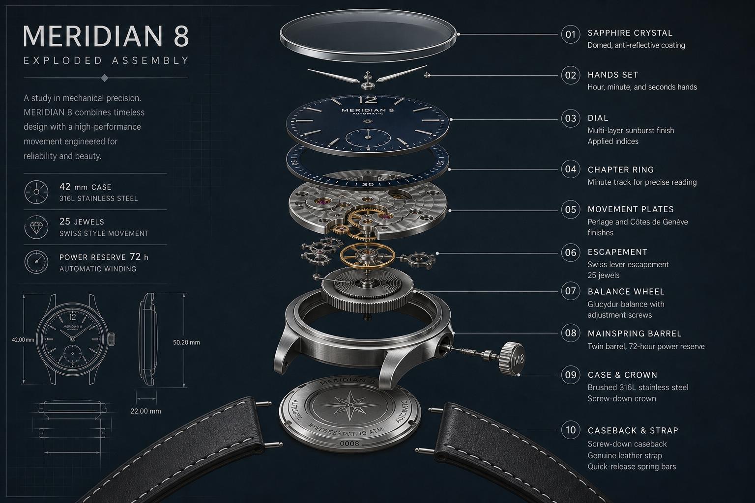 Mechanical Watch Exploded View