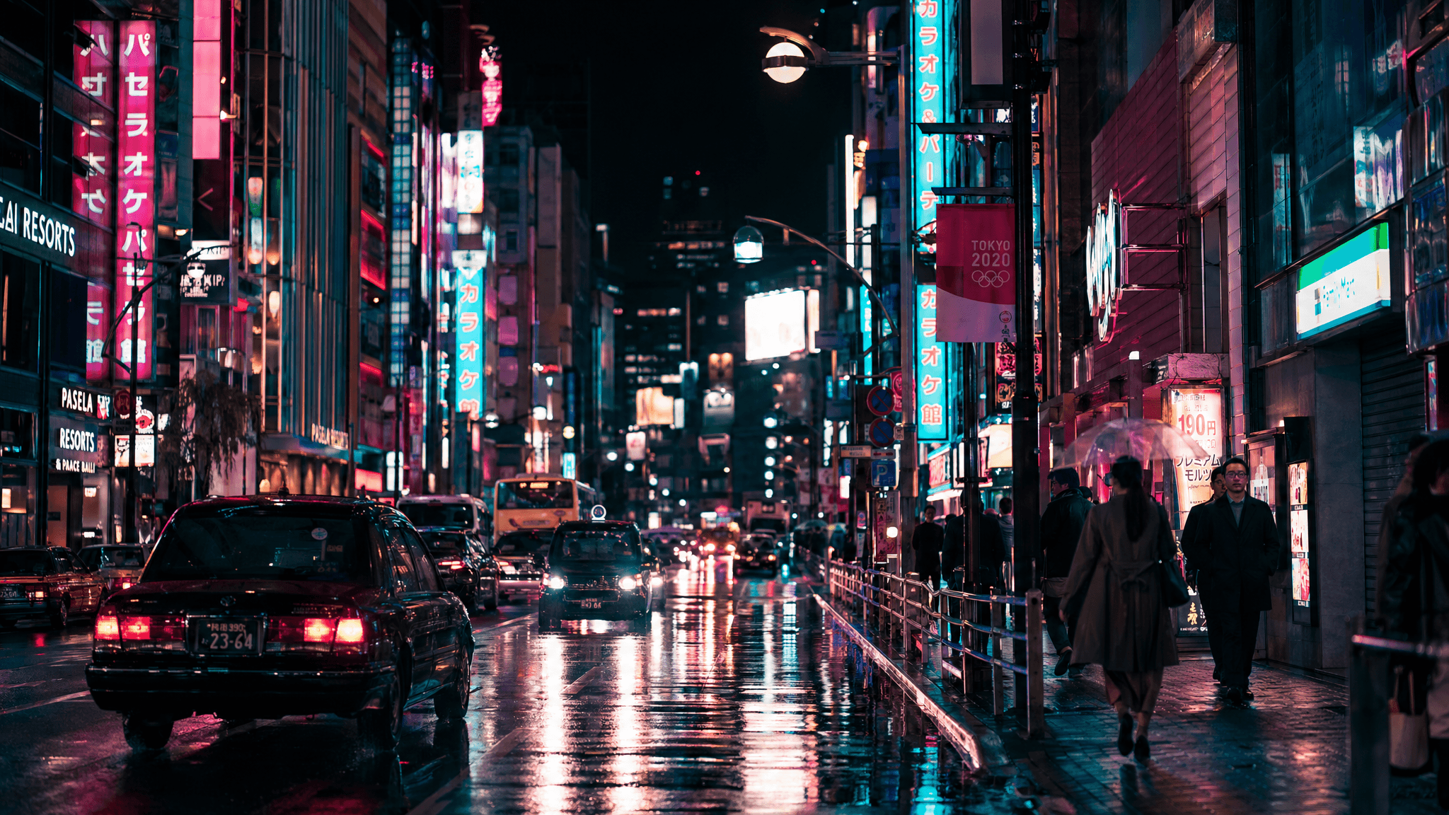 霓虹灯下的东京夜街