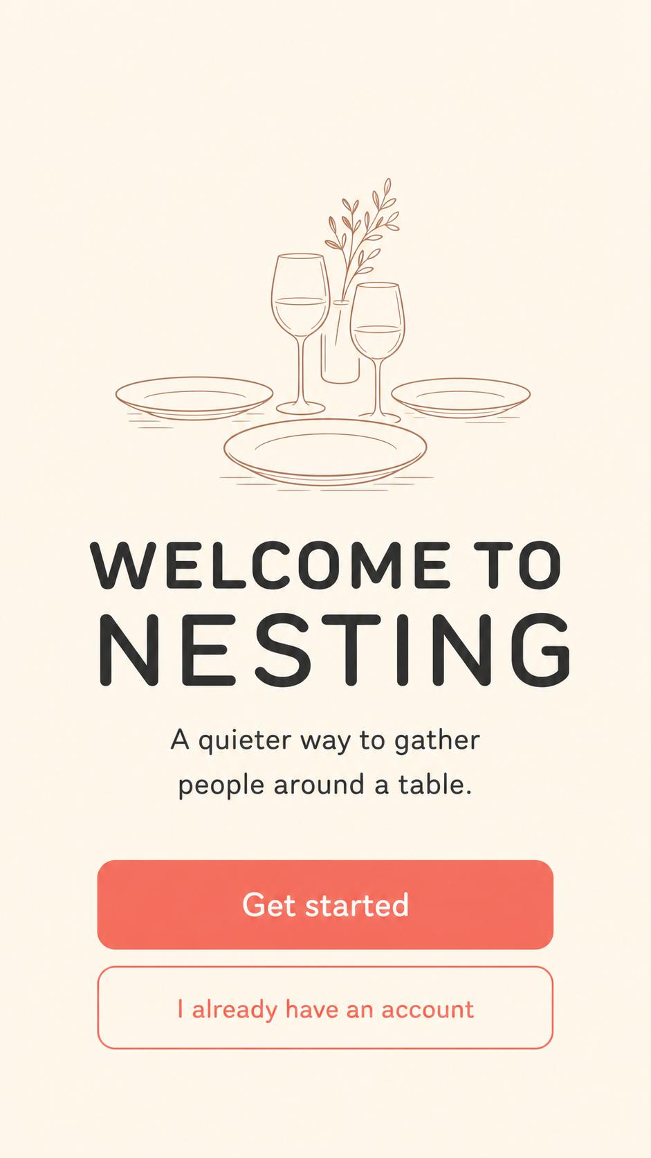 NESTING Onboarding Screen