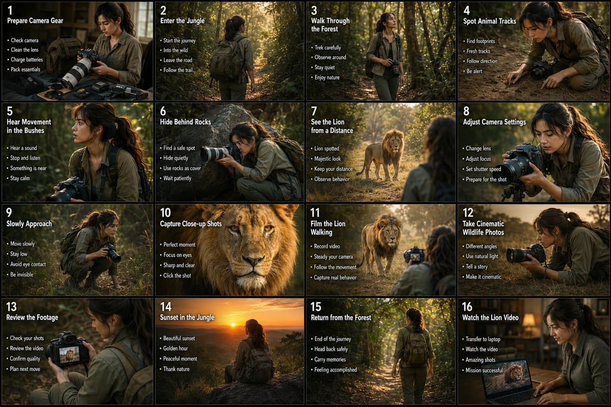 Wildlife Photographer 16-Panel Storyboard